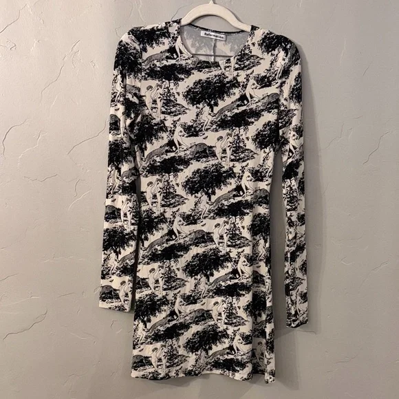 REFORMATION Kenmare Mini Stretch Long Sleeve Naked Print Dress, Size S - Picture 3 of 5